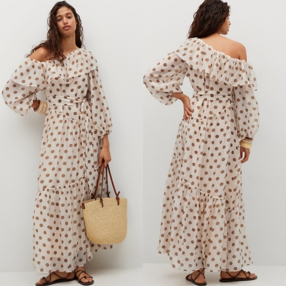 🔥Last 1🔥MANGO polka-dot ruffle maxi dress - Picture 11 of 16